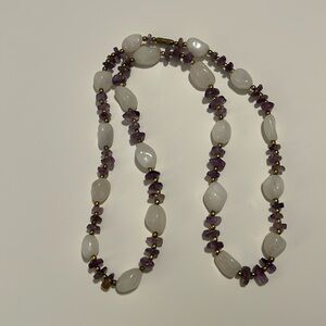 White and purple quartz 28” necklace.